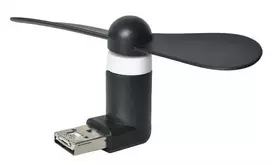 Iso Trade Ventiliatorius 2in1 USB/microUSB juodos spalvos
