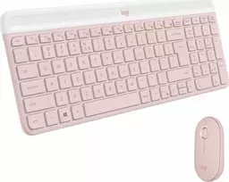 Logitech Plona belaidė klaviatūra ir pelė MK470 Slim Wireless Combo, Rožinės spalvos, "US International" (Qwerty)