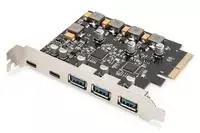 Reguliatorius Digitus USB valdiklis 3.1 DIGITUS PCie - 2x USB C / 3x USB A 3.1 Gen.2 10Gbps, Chipset ASM1142