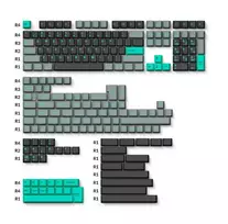 Klaviatūra Keychron Cherry ProfileDouble - Shot PBT klavišų rinkinys, mėtų/pilkos spalvos, 219 vnt.