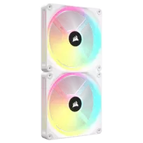 Dvigubas CORSAIR iCUE LINK QX140 RGB Baltas 140 mm magnetinio kupolo ventiliatoriaus komplektas