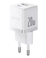 Sieninis įkroviklis Palm 20W USB + USB-C QC3.0 PD3.0, baltas