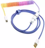 Klaviatūra Ducky Premicord Afterglow Coiled Cable susuktas klaviatūros laidas, USB-C į USB-A – 1,8m