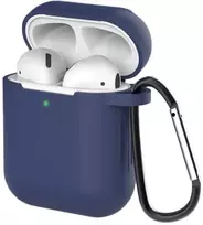 Hurtel Silikoninis dėklas AirPods 1/2 su karabinu – mėlynas