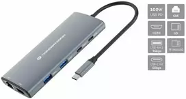 „Carruzzo Conceptronic DONN06G“ vielinis USB 3.2 Gen 1 (3.1 Gen 1) Type-C pilkas
