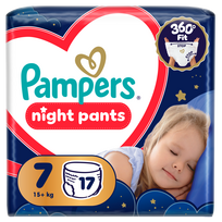 PAMPERS sauskelnės-kelnaitės Night Pants, 7 dydis, 15+kg, 17 vnt., 80895146