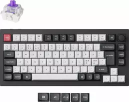 Klaviatūra Keychron Q1 HE, su laidu & Wireless, USB + RF belaidė + Bluetooth, Magnetic-mechaninė key switch, QWERTY, RGB LED, Juodas, Pilkas
