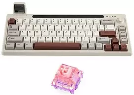 Epomaker RT65 Flamingo Switch mechaninė klaviatūra pilkai balta