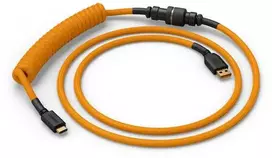 Klaviatūra Glorious GMMK Coiled Cable susuktas klaviatūros laidas Glorious Gold, USB-C į USB-A – auksinės ir juodos spalvos