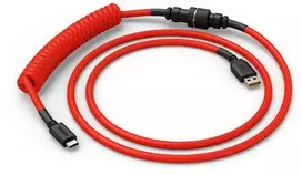 Klaviatūra Glorious GMMK Coiled Cable susuktas klaviatūros laidas Crimson Raudona, USB-C į USB-A – raudonos ir juodos spalvos