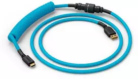 Klaviatūra Glorious GMMK Coiled Cable susuktas klaviatūros laidas Electric Mėlyna, USB-C į USB-A – mėlynos ir juodos spalvos