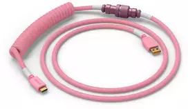 Klaviatūra Glorious GMMK Coiled Cable susuktas klaviatūros laidas Pixel Rožinė, USB-C į USB-A – rožinės spalvos