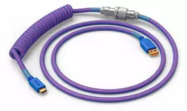 Klaviatūra Glorious GMMK Coiled Cable susuktas klaviatūros laidas Nebula, USB-C į USB-A – violetinės ir sidabro spalvos