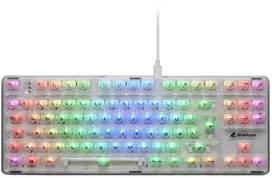 Sharkoon Crystal Shark, Gaming-klaviatūra - baltas, DE-išdėstymas, KTT