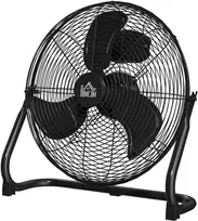 "HOMCOM" stalinis ventiliatorius Elektrinis ventiliatorius su 4 greičio nustatymais, 120° reguliuojamu kampu, skirtas namams, biurui, miegamajam, juodas