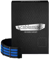 CableMod C-Series Pro ModMesh Sleeved 12V-2×6 12VHPWR Dual StealthSense Cable Kit for Corsair RMi, RMx (Juodas Label) – juodos spalvos/mėlynos spalvos