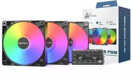 Montech GF120 PWM ARGB korpuso ventiliatorius, 3er Pack – 120mm, juodos spalvos