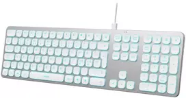 Klaviatūra Deltaco TB-904, viso dydžio (100 %), laidinis, USB, žirklinio mygtuko jungiklis, QWERTY, balta, sidabrinė