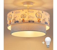 Brilagi-LED Vaikiškas paviršinis lubų šviestuvas BOBO 1xE27/60W/230V Ø40 cm krem./mėlyna/su meškiuku