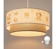 Brilagi- LED vaikiškas pakabinamas šviestuvas ant laido BOBO 1xE27/60W/230V, skersmuo 40 cm, balta/smėlinė/su meškiuku