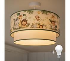 BRILAGI-LED Vaikiškas prigludęs šviestuvas BOBO 1xE27/60W/230V Ø40 cm kreminė/žalia/džiunglės