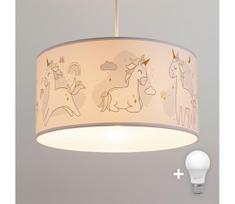 Brilagi - LED vaikiškas pakabinamas šviestuvas BOBO 1xE27/60W/230V skersmuo 35 cm balta/vienaragiai