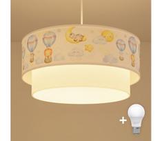 BRILAGI - LED vaikiškas pakabinamas šviestuvas ant laido BOBO 1xE27/60W/230V Ø 40 cm balta/smėlinė/su gyvūnų motyvais
