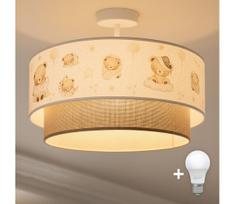 Brilagi-LED Vaikiškas paviršinio montavimo šviestuvas BOBO 1xE27/60W/230V skersmuo 40 cm balta/smėlio/su meškiuku