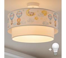 Brilagi-LED Vaikiškas prigludęs lubų šviestuvas BOBO 1xE27/60W/230V skersmuo 40 cm balta/smėlio/su gyvūnų motyvais