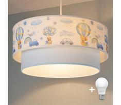 Brilagi-LED vaikiškas pakabinamas šviestuvas su laidu BOBO 1xE27/60W/230V Ø 40 cm kreminis/mėlynas/meškiukas