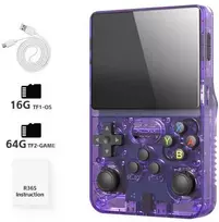 HappyJoe R36S, 64GB, violetinė, 10000+ Games, 3.5" IPS Screen, Linux