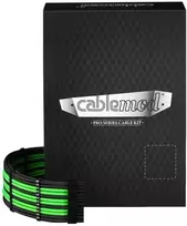 CableMod C-Series Pro ModMesh Sleeved 12V-2×6 12VHPWR Dual StealthSense Cable Kit for Corsair RMi, RMx (Juodas Label) – juodos spalvos/hell žalios spalvos