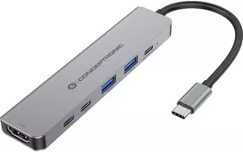 Carruzzo Conceptronic DONN33G knyginių kompiuterių dokas / jungčių replikatorius Vielinis USB 3.2 Gen 1 (3.1 Gen 1) Type-C Sidabras