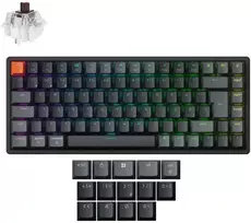 Klaviatūra Keychron K2 Version 3, 75%, su laidu & Wireless, USB + RF belaidė + Bluetooth, Magnetic-mechaninė key switch, RGB LED, Juodas, Carbon