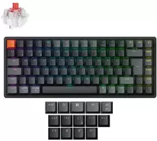 Klaviatūra Keychron K2 Version 3, 75%, su laidu & Wireless, USB + RF belaidė + Bluetooth, Magnetic-mechaninė key switch, RGB LED, Juodas, Carbon