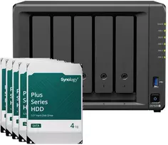 Serveris „Synology DS1525+ 20TB Plus HDD NAS“ rinkinys, NAS su 5 x 4 TB „Synology Plus“ 3,5 colio SATA kietaisiais diskais