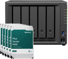 Serveris „Synology DS1525+ 30TB Plus HDD NAS“ rinkinys, NAS su 5 x 6 TB „Synology Plus“ 3,5 colio SATA kietaisiais diskais