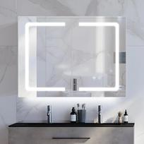 Vonios spintelė su LED veidrodžiu ir antifog funkcija – juoda, 80x60 cm