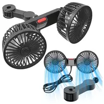 Realprices Automobilinis ventiliatorius Dvigubas besisukantis ventiliatorius automobiliams Galingas 360° USB