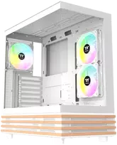 „Thermaltake View 270 Plus WS ARGB“, bokšto tipo korpusas – baltas/medinis, 2 grūdinto stiklo plokštės, medinė konstrukcija