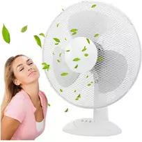 Stalinis ventiliatorius, baltas, 38 W, 3 greičiai, 90° osciliacija, reguliuojamas pasvirimo kampas, mažas stalo ventiliatorius, nešiojamas, kompaktiškas, galingas