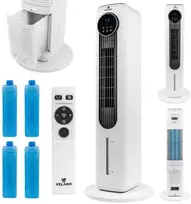 Ventiliatorius-kolona su vandens aušinimu, jonizacija, nuotoliniu valdymu, 60W, 3 greičiai, laikmatis 15h, tyliai veikiantis, osciliuojantis, bokštinis ventiliatorius, grind