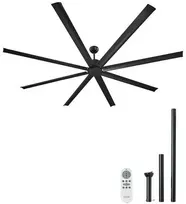 244 cm aliuminio lubų ventiliatorius be šviesos, nuotolinio valdymo, DC variklis, 6 greičiai, svetainei, komercinėms patalpoms, didelis, galingas