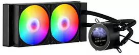 CPU skysčio aušintuvas, AIO vandens aušinimo sistema, ARGB apšviestas CPU aušintuvas, 120 mm CPU aušintuvas, efektyvus CPU aušinimo sprendimas