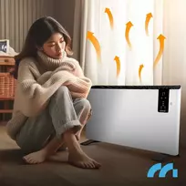 Elektrinis konvekcinis šildytuvas, su termostatu, nuotoliniu valdymu, 2400W, programuojamas, montuojamas ant sienos šildytuvas