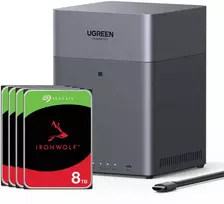 Serveris „UGREEN DH4300 Plus“ 32 TB „Seagate IronWolf“ NAS rinkinys, NAS su 4 x 8 TB „Seagate IronWolf“ 3,5 colio SATA kietaisiais diskais