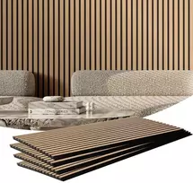 Medinės lentelių akustinės panelės 1200 x 600 mm, sienų dekorui, šviesaus ąžuolo garso slopinimo panelė, dekoratyvinė garso izoliacija