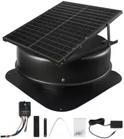 Saulės baterijų palėpės ventiliatorius 50W, su termostatu, nuotoliniu valdymu, aliuminio lydinio, 3000 CFM, stogo ventiliacijai, oro ištraukimui, palėpės vėdinimui