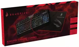 Surefire „KingPin“ žaidimų klaviatūros rinkinys (itališka QWERTY klaviatūra, 7 mygtukų RGB pelė ir pelės kilimėlis)