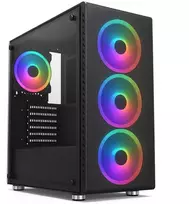 1St Cool 1stCOOL Rainbow Mid Tower ATX AU Korpusas permatomas šoninis skydelis 4x 120mm ventiliatoriai 650W 88+ juoda
